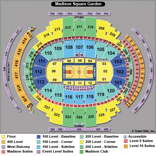 Mappa dei posti al Madison Square Garden