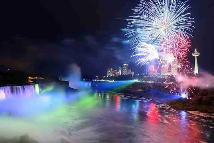 I fuochi d'artificio sulle Cascate del Niagara