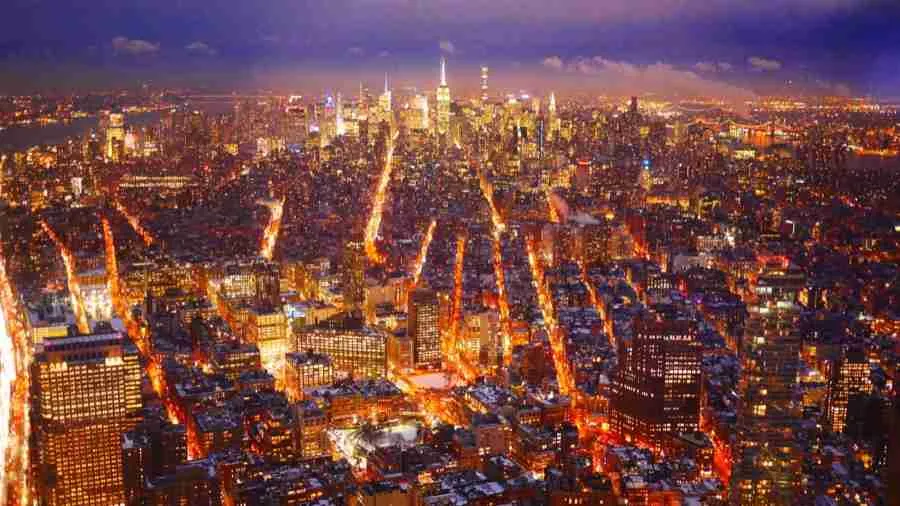 Vista dall'Osservatorio del One World Trade Center, di notte