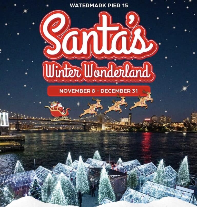 Il bellissimo villaggio natalizio Santa's Winter Wonderland a Pier 15, New York